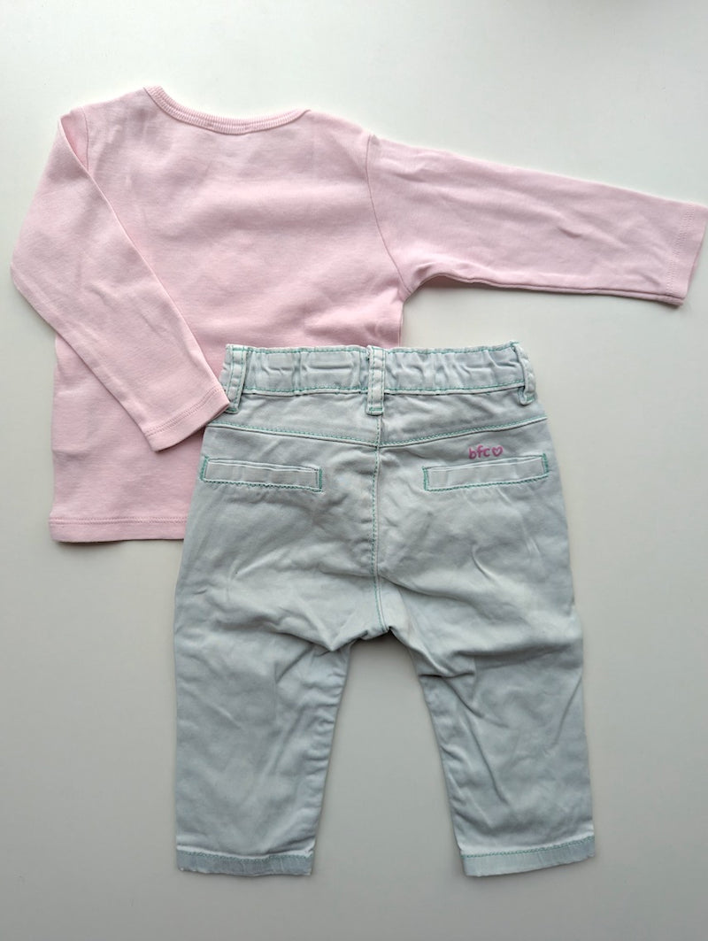 2er Set, Langarmshirt mit Hose - United Colors of Benetton & Babyface, Mädchen Gr.68
