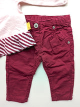 Hübsches Outfit: Langarmshirt & Stoffhose dünn gefüttert - Steiff , Mädchen Gr.68
