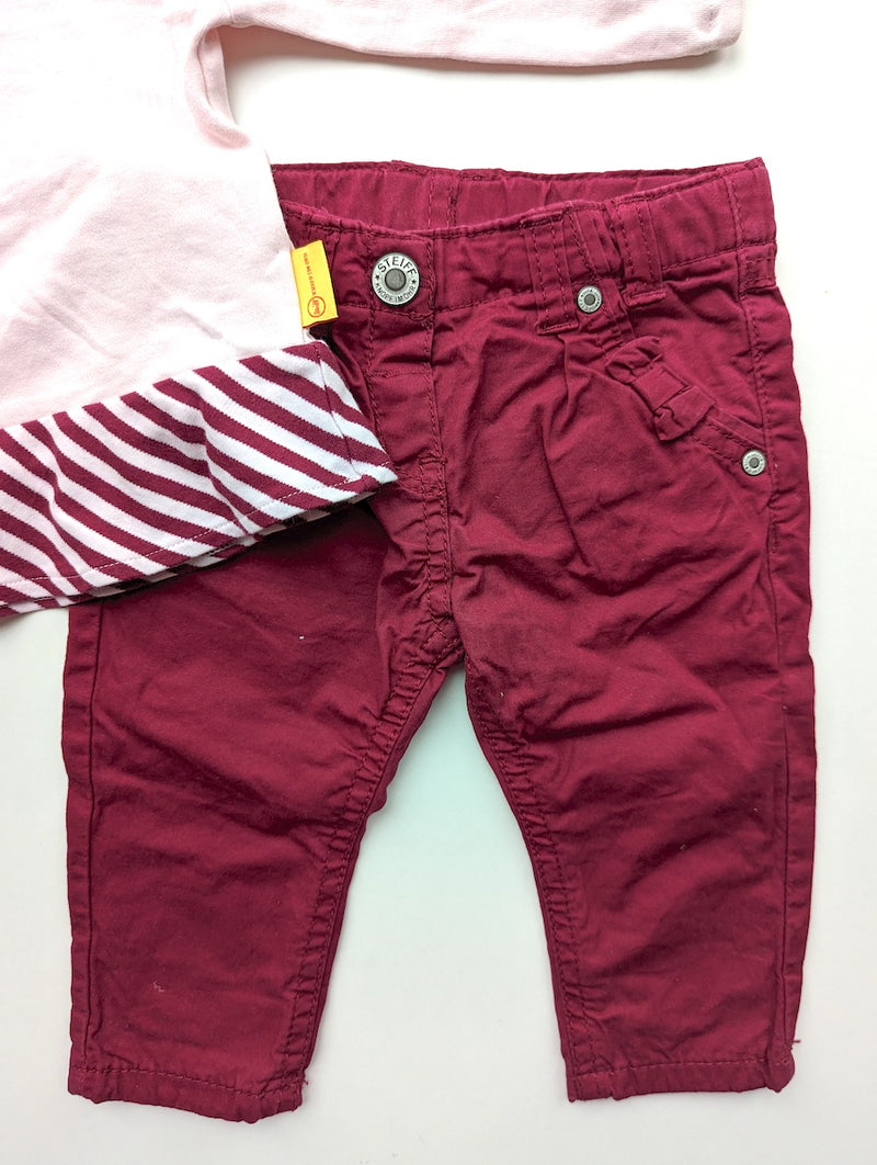 Hübsches Outfit: Langarmshirt & Stoffhose dünn gefüttert - Steiff , Mädchen Gr.68