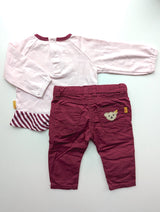 Hübsches Outfit: Langarmshirt & Stoffhose dünn gefüttert - Steiff , Mädchen Gr.68