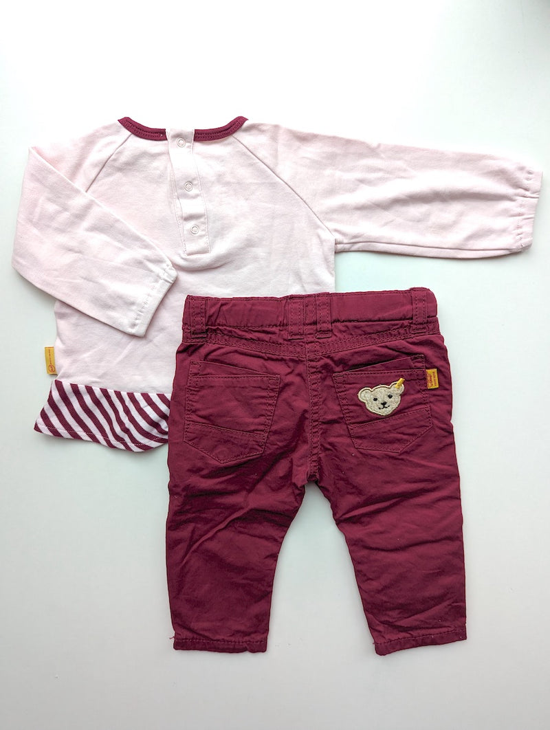 Hübsches Outfit: Langarmshirt & Stoffhose dünn gefüttert - Steiff , Mädchen Gr.68