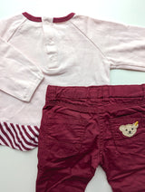 Hübsches Outfit: Langarmshirt & Stoffhose dünn gefüttert - Steiff , Mädchen Gr.68