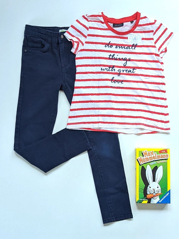T-Shirt mit Jeans und Spiel Max Mümmelmann - Marc O'Polo&Vertbaudet, Mädchen Gr.116