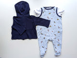 3-tlg. Outfit: Strampler mit Body und Jäckchen - Ralph Lauren, Unisex Gr.62
