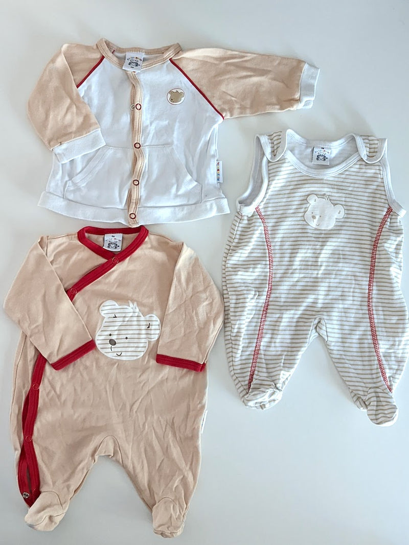 3er Set, Dünne Weste und zwei Strampler - Klitzeklein, Unisex Gr.56